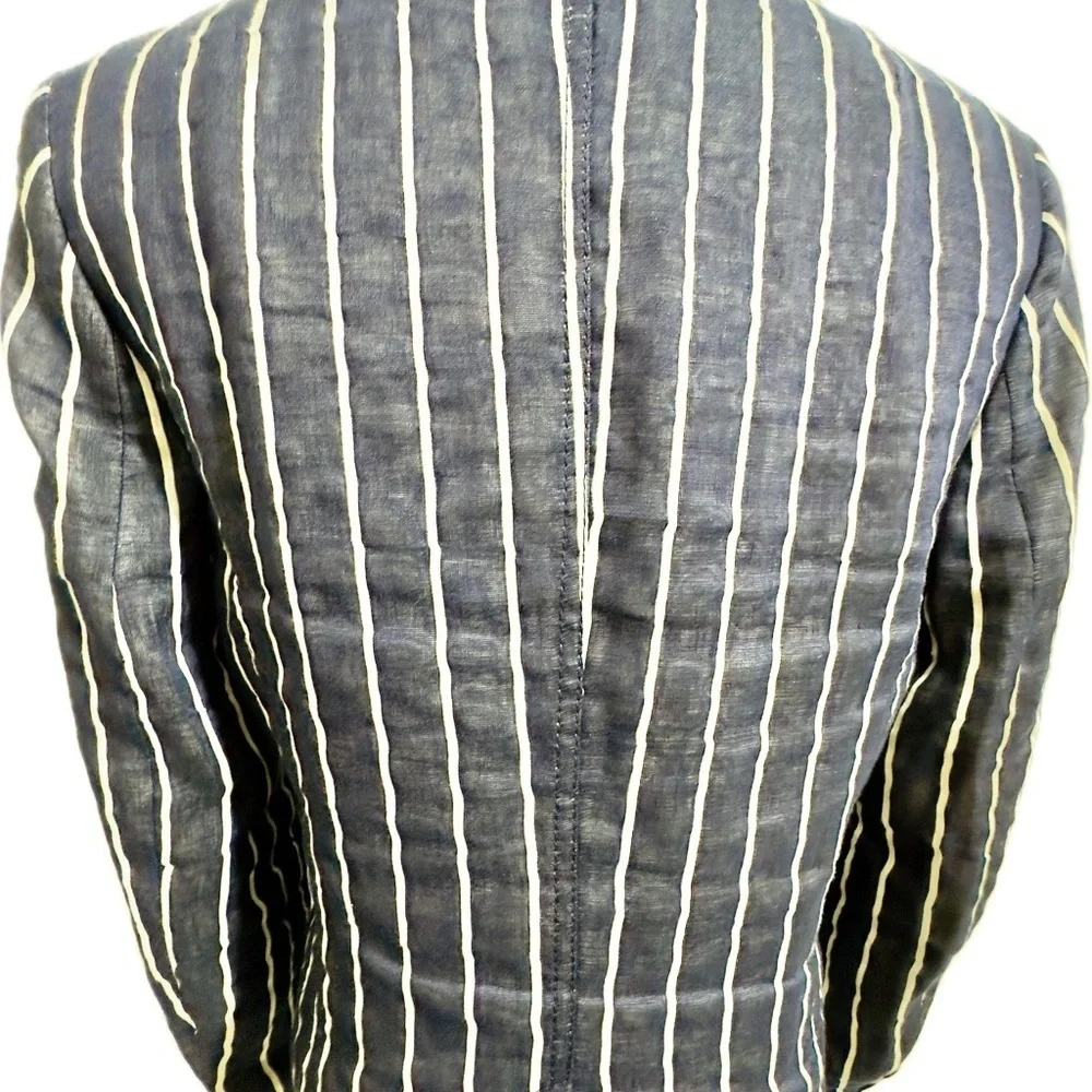 Striped Navy blue and White Women's Jacket - Picture 2 of 11